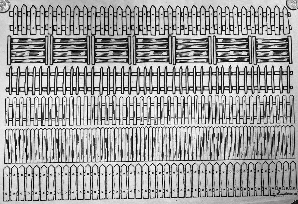 Picket Fences - Underglaze Transfer Sheet